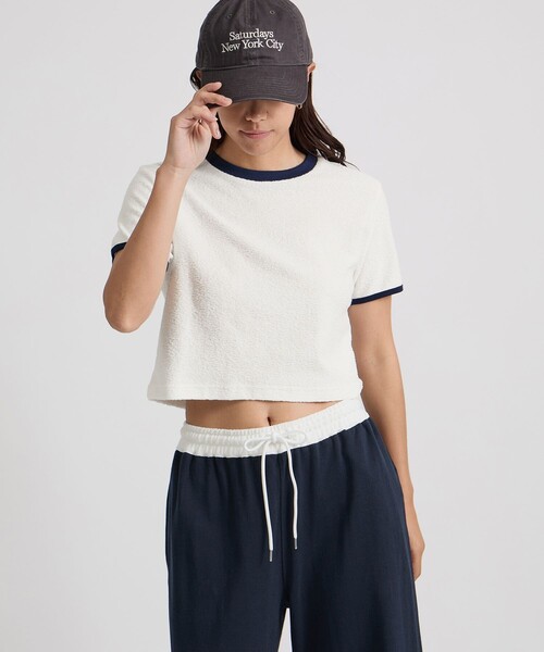 Saturdays NYC（サタデーズ ニューヨークシティ ）の「Naomi Petit Tee（Tシャツ/カットソー・レディース・ネイビー/ブラウン/ホワイト・M/S）」の2枚目の写真