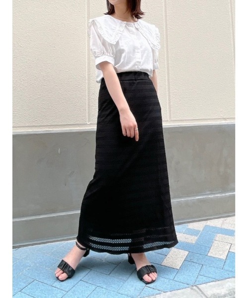 &soiree(アンドソワレ)の「シャーリングロングスカート(スカート・レディース・ブラック/アイボリー・FREE)」の20枚目の写真