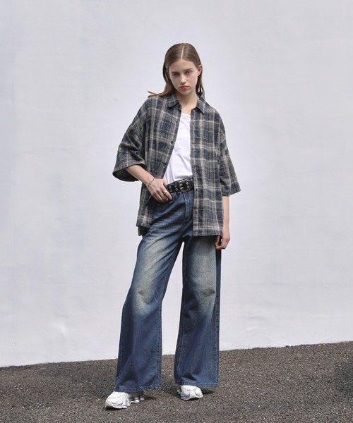 ROCHEM(ローシェン)の「ヴィンテージ加工オンブレチェック半袖シャツ(シャツ/ブラウス・メンズ・ブルー/ブラウン/グレー/ネイビー/ブラック・L/M/S/XS)」の6枚目の写真