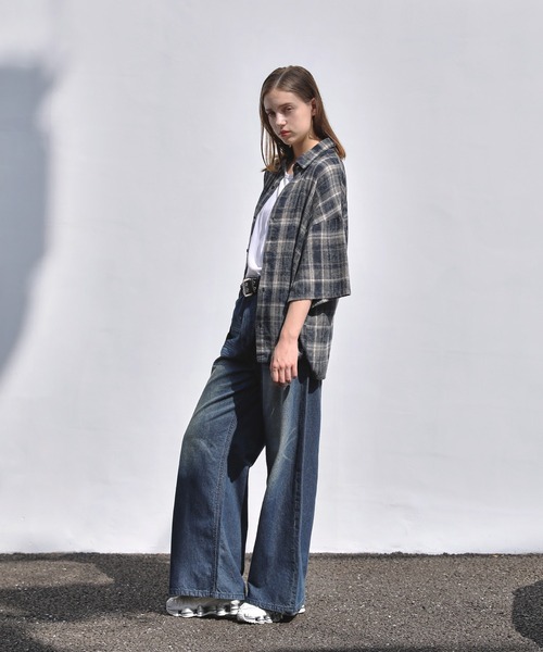 ROCHEM(ローシェン)の「ヴィンテージ加工オンブレチェック半袖シャツ(シャツ/ブラウス・メンズ・ブルー/ブラウン/グレー/ネイビー/ブラック・L/M/S/XS)」の7枚目の写真