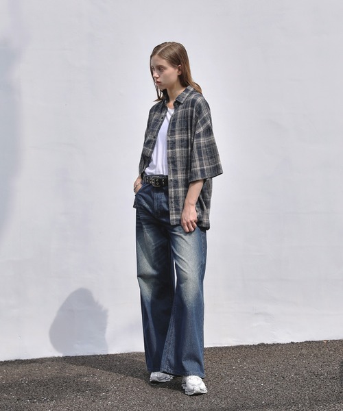 ROCHEM(ローシェン)の「ヴィンテージ加工オンブレチェック半袖シャツ(シャツ/ブラウス・メンズ・ブルー/ブラウン/グレー/ネイビー/ブラック・L/M/S/XS)」の8枚目の写真