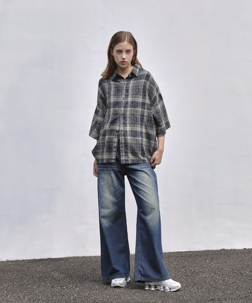 ROCHEM(ローシェン)の「ヴィンテージ加工オンブレチェック半袖シャツ(シャツ/ブラウス・メンズ・ブルー/ブラウン/グレー/ネイビー/ブラック・L/M/S/XS)」の9枚目の写真