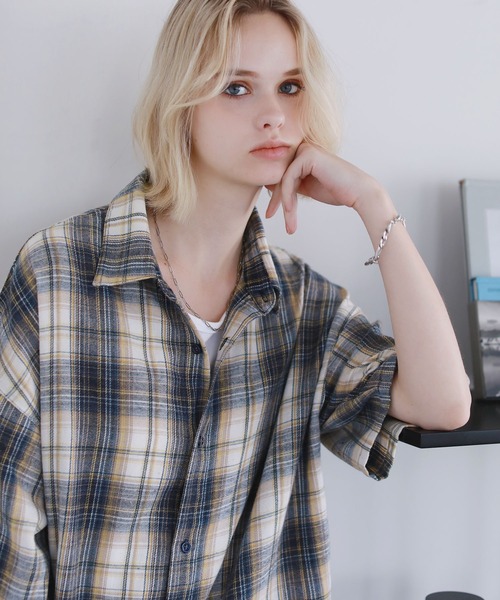 ROCHEM(ローシェン)の「ヴィンテージ加工オンブレチェック半袖シャツ(シャツ/ブラウス・メンズ・ブルー/ブラウン/グレー/ネイビー/ブラック・L/M/S/XS)」の16枚目の写真