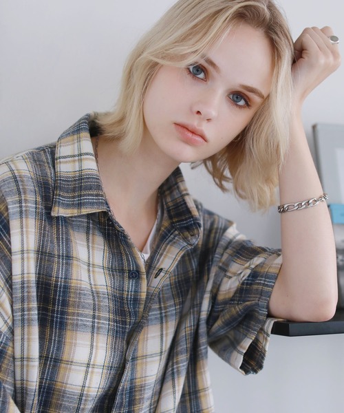 ROCHEM(ローシェン)の「ヴィンテージ加工オンブレチェック半袖シャツ(シャツ/ブラウス・メンズ・ブルー/ブラウン/グレー/ネイビー/ブラック・L/M/S/XS)」の17枚目の写真