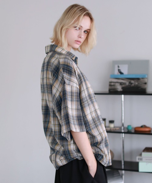 ROCHEM(ローシェン)の「ヴィンテージ加工オンブレチェック半袖シャツ(シャツ/ブラウス・メンズ・ブルー/ブラウン/グレー/ネイビー/ブラック・L/M/S/XS)」の19枚目の写真