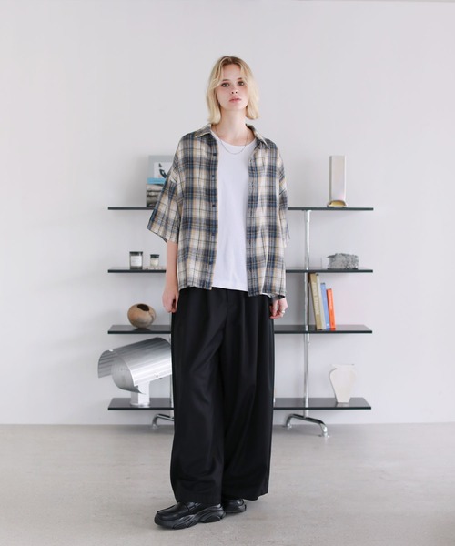 ROCHEM(ローシェン)の「ヴィンテージ加工オンブレチェック半袖シャツ(シャツ/ブラウス・メンズ・ブルー/ブラウン/グレー/ネイビー/ブラック・L/M/S/XS)」の21枚目の写真