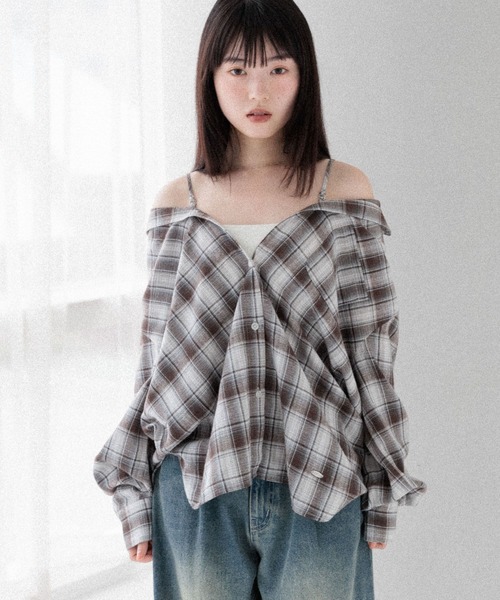 ブラウス シャツ マルチWAYBIGチェックシャツ　590779 レディース セール】マルチWAYBIGチェックシャツ 590779（シャツ/ブラウス