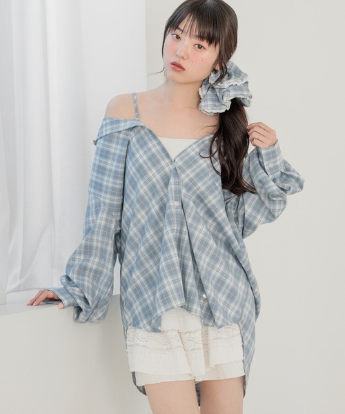 Heather（ヘザー）の「【着回し力も肌見せも、着方次第で女っぽく】マルチWAYBIGチェックシャツ　590779（シャツ/ブラウス・レディース・ブラウン/ブラック/ネイビー/チャコールグレー/ブルー/ブラック系その他/ブルー系その他/ベージュ・FREE）」の8枚目の写真