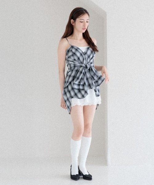 Heather（ヘザー）の「【着回し力も肌見せも、着方次第で女っぽく】マルチWAYBIGチェックシャツ　590779（シャツ/ブラウス・レディース・ブラウン/ブラック/ネイビー/チャコールグレー・FREE）」の7枚目の写真