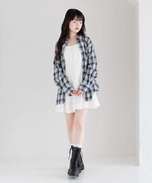 Heather（ヘザー）の「【着回し力も肌見せも、着方次第で女っぽく】マルチWAYBIGチェックシャツ　590779（シャツ/ブラウス・レディース・ブラウン/ブラック/ネイビー/チャコールグレー・FREE）」の12枚目の写真