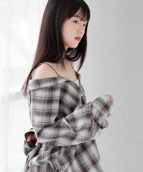 Heather（ヘザー）の「【着回し力も肌見せも、着方次第で女っぽく】マルチWAYBIGチェックシャツ　590779（シャツ/ブラウス・レディース・ブラウン/ブラック/ネイビー/チャコールグレー・FREE）」の18枚目の写真