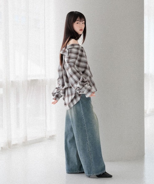 Heather（ヘザー）の「【着回し力も肌見せも、着方次第で女っぽく】マルチWAYBIGチェックシャツ　590779（シャツ/ブラウス・レディース・ブラウン/ブラック/ネイビー/チャコールグレー・FREE）」の21枚目の写真