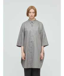 mizuiroind（ミズイロインド）の「mizuiro ind グロッシーワイドハーフスリーブシャツワンピース（ワンピース・レディース）」
