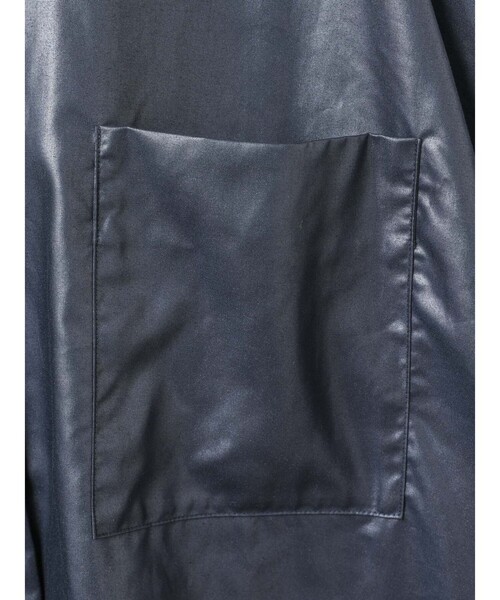 mizuiroind（ミズイロインド）の「mizuiro ind グロッシーワイドハーフスリーブシャツワンピース（ワンピース・レディース・グレー/ブラック/ネイビー・FREE）」の17枚目の写真