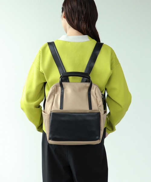 Cepica（セピカ）の「牛革×撥水ナイロントートリュック（バックパック/リュック・レディース・ベージュ/ブラック・FREE）」の3枚目の写真