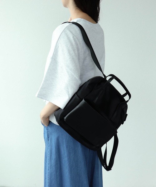 Cepica（セピカ）の「牛革×撥水ナイロントートリュック（バックパック/リュック・レディース・ベージュ/ブラック・FREE）」の8枚目の写真