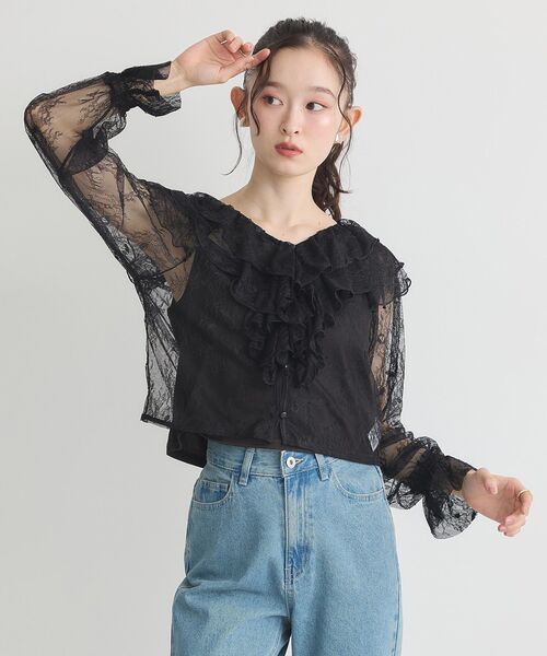 earth music&ecology(アースミュージックアンドエコロジー)の「SET2点ラッフルレースブラウス+キャミソール(シャツ/ブラウス・レディース・ブラック/オフホワイト/ブルー系その他7・FREE)」の21枚目の写真