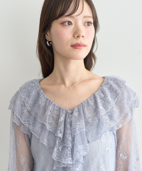earth music&ecology(アースミュージックアンドエコロジー)の「SET2点ラッフルレースブラウス+キャミソール(シャツ/ブラウス・レディース・ブラック/オフホワイト/ブルー系その他7・FREE)」の13枚目の写真