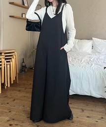 ダブルストラップ ワイドサロペット