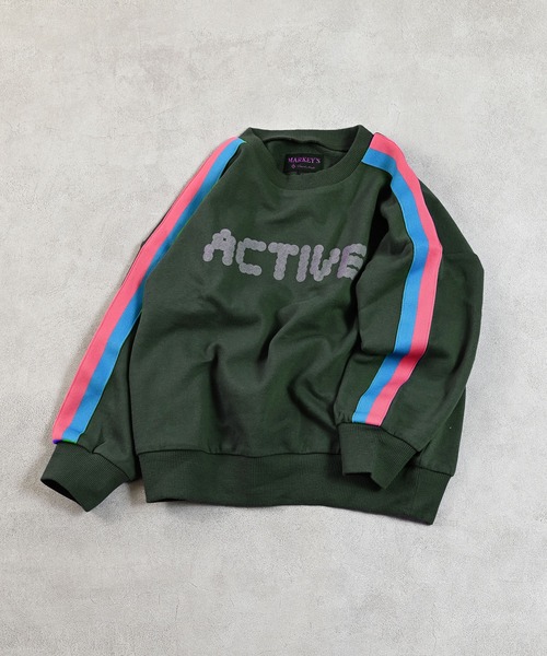 MARKEY'S（マーキーズ）の「カラーテープスウェット（スウェット・キッズ・オフホワイト/杢グレー/オレンジ/モスグリーン・80/90/95/100/110/120/130/140/150）」の4枚目の写真