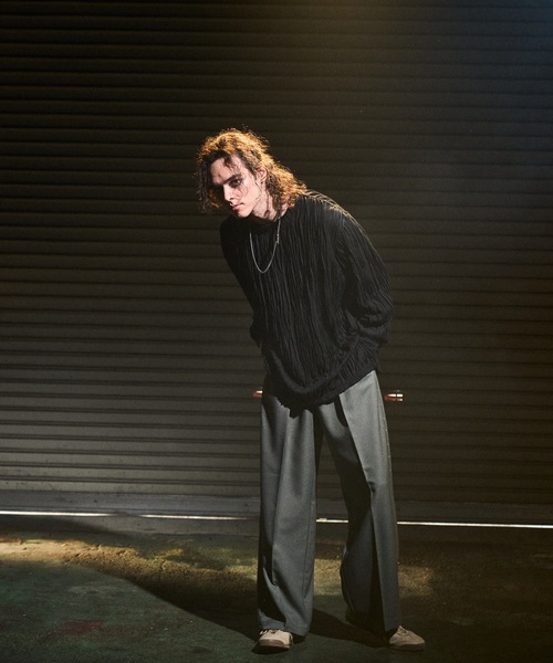 CASPER JOHN（キャスパージョン）の「Striped crape cut-sew / 楊柳カットソー（Tシャツ/カットソー・メンズ・ブラック/ホワイト/グレー・SMALL/X-SMALL/LARGE/MEDIUM）」の14枚目の写真