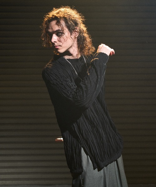 CASPER JOHN（キャスパージョン）の「Striped crape cut-sew / 楊柳カットソー（Tシャツ/カットソー・メンズ・ブラック/ホワイト/グレー・SMALL/X-SMALL/LARGE/MEDIUM）」の10枚目の写真