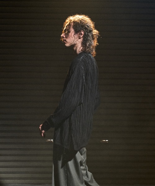 CASPER JOHN（キャスパージョン）の「Striped crape cut-sew / 楊柳カットソー（Tシャツ/カットソー・メンズ・ブラック/ホワイト/グレー・SMALL/X-SMALL/LARGE/MEDIUM）」の12枚目の写真