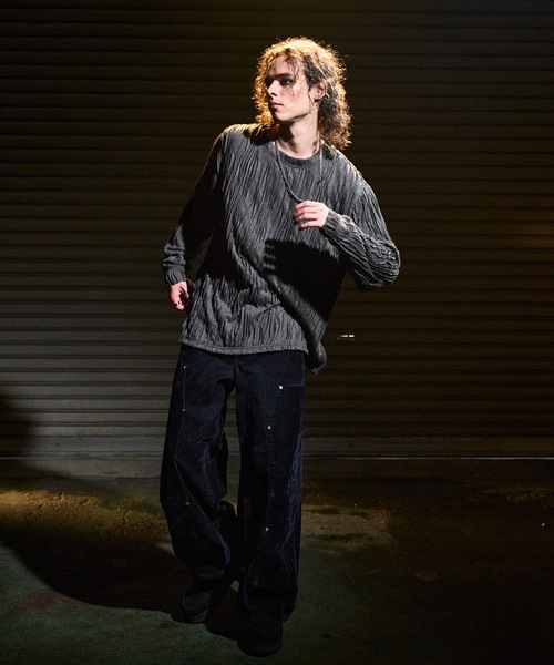 CASPER JOHN（キャスパージョン）の「Striped crape cut-sew / 楊柳カットソー（Tシャツ/カットソー・メンズ・ブラック/ホワイト/グレー・SMALL/X-SMALL/LARGE/MEDIUM）」の21枚目の写真