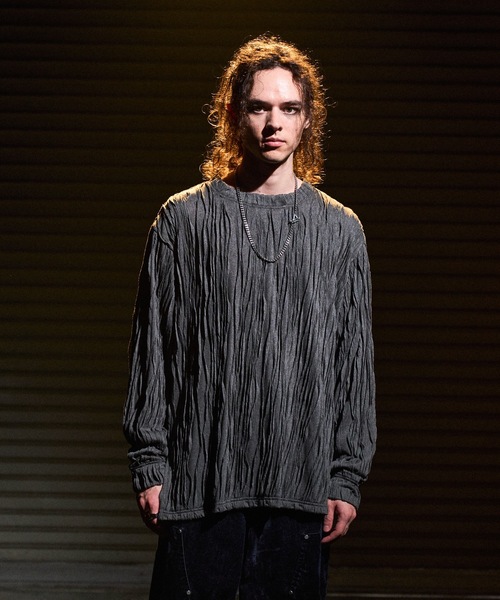 CASPER JOHN（キャスパージョン）の「Striped crape cut-sew / 楊柳カットソー（Tシャツ/カットソー・メンズ・ブラック/ホワイト/グレー・SMALL/X-SMALL/LARGE/MEDIUM）」の17枚目の写真