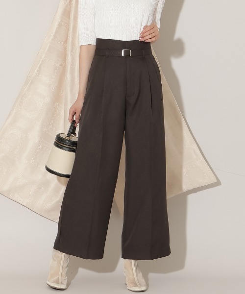 WILLSELECTION(ウィルセレクション)の「ベルト付きタックワイドパンツ(その他パンツ・レディース・ラベンダー/ピンクベージュ/チャコールグレー・SMALL/MEDIUM)」の2枚目の写真