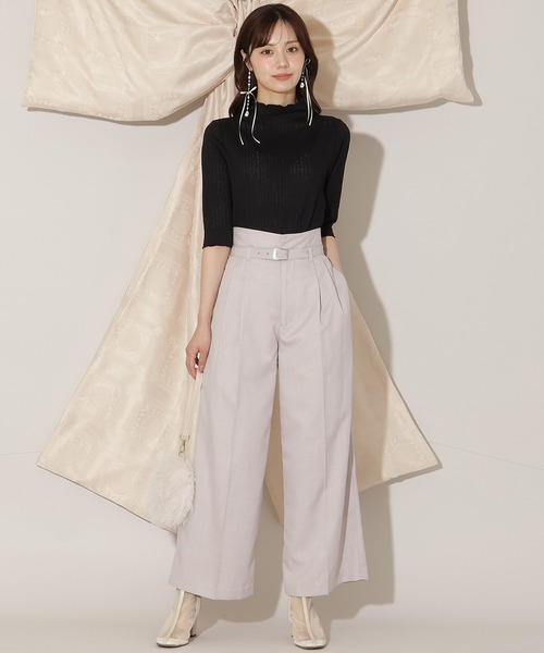 WILLSELECTION(ウィルセレクション)の「ベルト付きタックワイドパンツ(その他パンツ・レディース・ラベンダー/ピンクベージュ/チャコールグレー・SMALL/MEDIUM)」の12枚目の写真