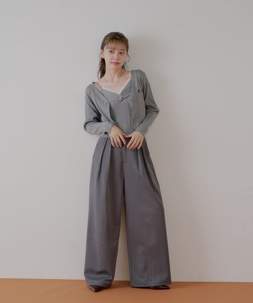 Chico(チコ)の「カシュクールレースキャミコンパクトカーディガンセット(カーディガン/ボレロ・レディース・ブラック/グレー/ピンク/ホワイト・FREE)」の6枚目の写真