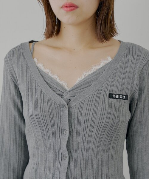 セール】カシュクールレースキャミコンパクトカーディガンセット