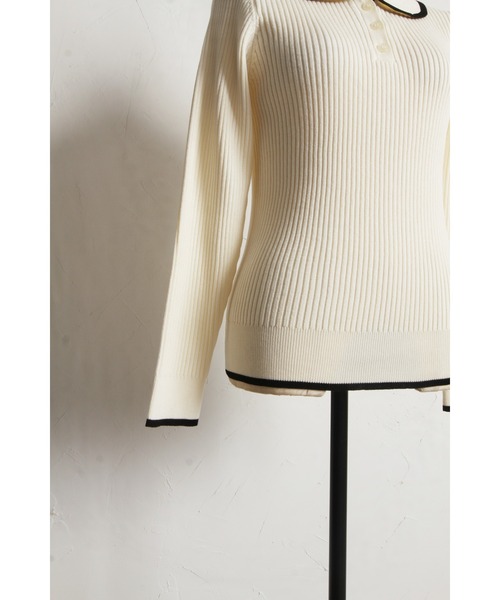 &. NOSTALGIA（アンドドットノスタルジア）の「【ZOZO限定】配色ニットポロ（ニット/セーター・レディース・ブラウン/アイボリー/ブラック/グレー・M）」の8枚目の写真