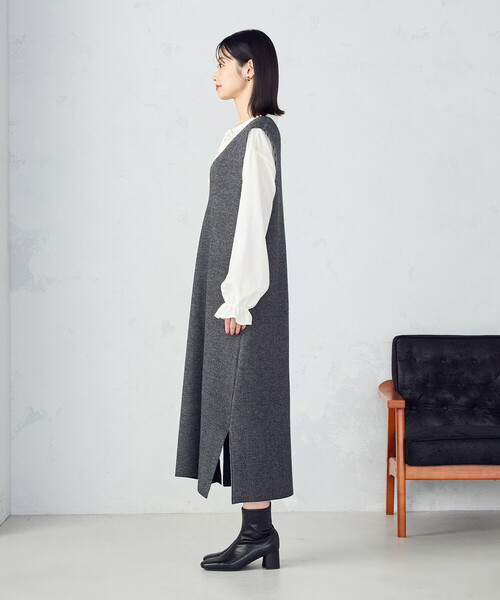 COMME CA ISM（コムサイズム）の「Ｖネック　ニットワンピース（ワンピース・レディース・ミックスグレー/ブラック・LARGE/MEDIUM）」の13枚目の写真