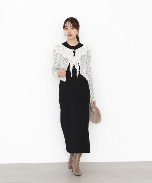 PROPORTION BODY DRESSING（プロポーションボディドレッシング）の「フリルレースセットニットワンピース / 1215240911（ワンピース・レディース・ブルー/ブラック・MEDIUM/P/S）」の18枚目の写真
