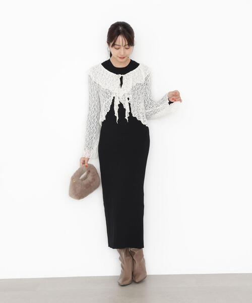 PROPORTION BODY DRESSING（プロポーションボディドレッシング）の「フリルレースセットニットワンピース / 1215240911（ワンピース・レディース・ブルー/ブラック・MEDIUM/P/S）」の17枚目の写真