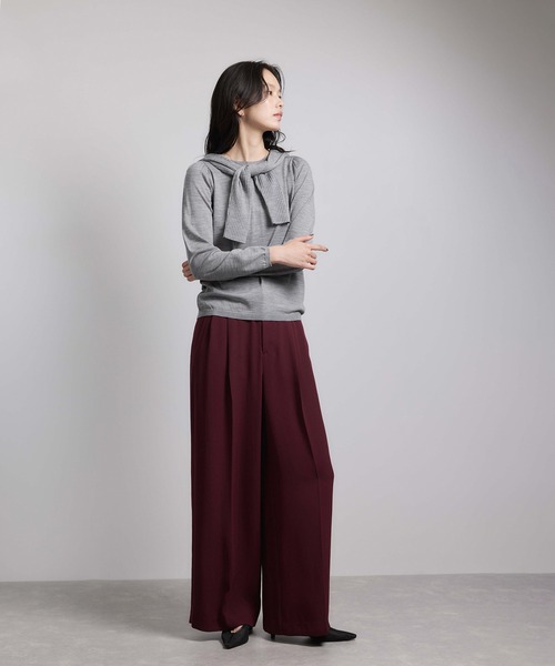 ROPE'（ロペ）の「袖ギャザークルーネックニットプルオーバー/イージーケア（ニット/セーター・レディース・ブラック/グレー/レッド/オフホワイト/ピンク系その他・FREE）」の8枚目の写真