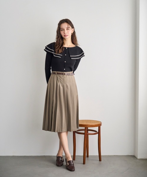 31 Sons de mode（トランテアン　ソン　ドゥ　モード）の「2025秋冬新作 ビッグカラー配色ニット（ニット/セーター・レディース・ブラック/ブラウン/オフホワイト・ﾌﾘ-）」の9枚目の写真