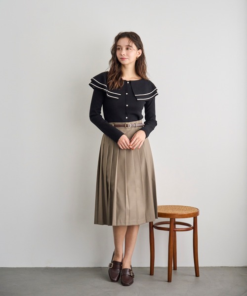 31 Sons de mode（トランテアン　ソン　ドゥ　モード）の「2025秋冬新作 ビッグカラー配色ニット（ニット/セーター・レディース・ブラック/ブラウン/オフホワイト・ﾌﾘ-）」の4枚目の写真