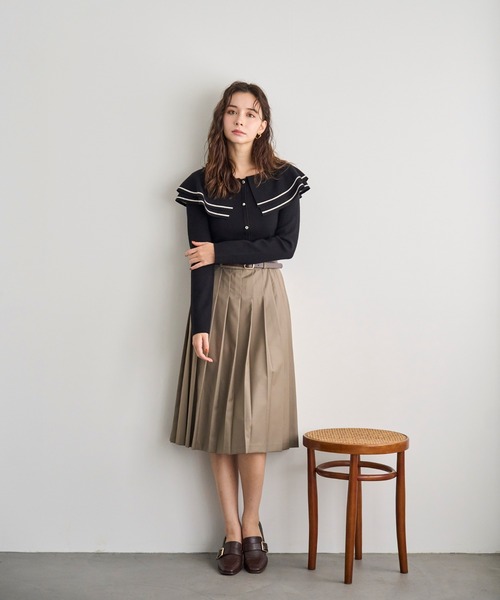 31 Sons de mode（トランテアン　ソン　ドゥ　モード）の「2025秋冬新作 ビッグカラー配色ニット（ニット/セーター・レディース・ブラック/ブラウン/オフホワイト・ﾌﾘ-）」の8枚目の写真