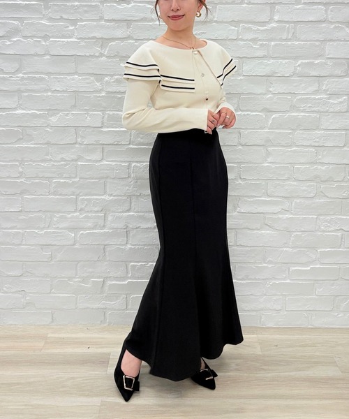 31 Sons de mode（トランテアン　ソン　ドゥ　モード）の「2025秋冬新作 ビッグカラー配色ニット（ニット/セーター・レディース・ブラック/ブラウン/オフホワイト・ﾌﾘ-）」の11枚目の写真