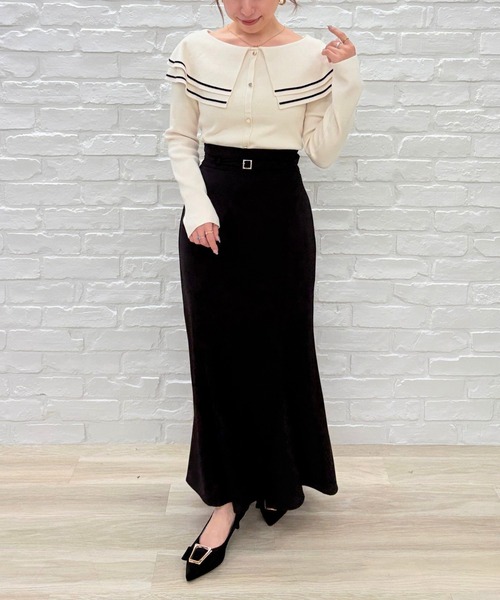 31 Sons de mode（トランテアン　ソン　ドゥ　モード）の「2025秋冬新作 ビッグカラー配色ニット（ニット/セーター・レディース・ブラック/ブラウン/オフホワイト・ﾌﾘ-）」の10枚目の写真