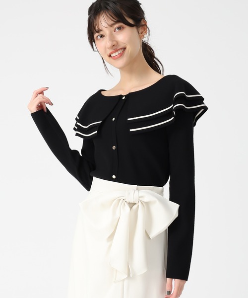 31 Sons de mode（トランテアン　ソン　ドゥ　モード）の「2025秋冬新作 ビッグカラー配色ニット（ニット/セーター・レディース・ブラック/ブラウン/オフホワイト・ﾌﾘ-）」の19枚目の写真