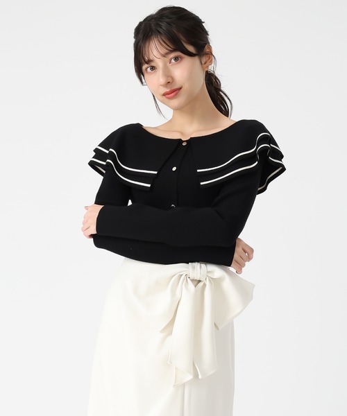 31 Sons de mode（トランテアン　ソン　ドゥ　モード）の「2025秋冬新作 ビッグカラー配色ニット（ニット/セーター・レディース・ブラック/ブラウン/オフホワイト・ﾌﾘ-）」の21枚目の写真