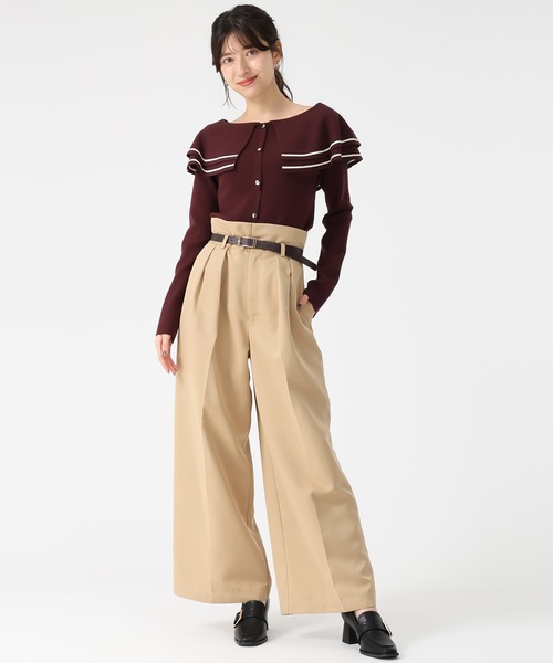 31 Sons de mode（トランテアン　ソン　ドゥ　モード）の「2025秋冬新作 ビッグカラー配色ニット（ニット/セーター・レディース・ブラック/ブラウン/オフホワイト・ﾌﾘ-）」の22枚目の写真