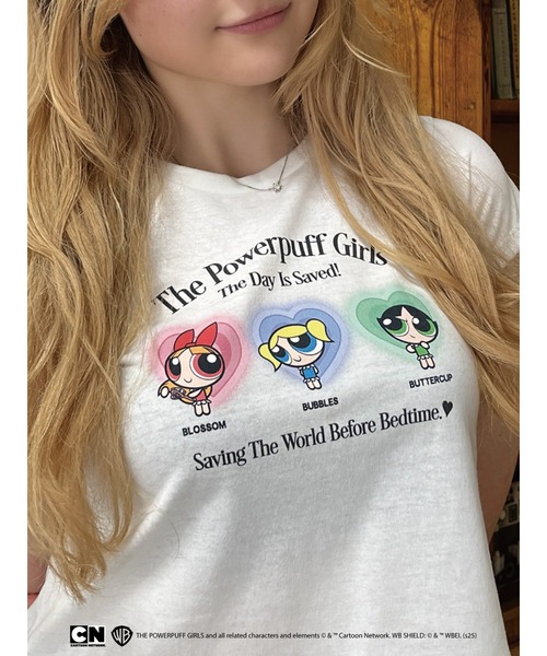 MORE self LOVE(モアセルフラブ)の「【THE POWERPUFF GIRLS】パジャマガールズTEE(Tシャツ/カットソー・レディース・ホワイト/ピンク/ブラック・FREE)」の1枚目の写真
