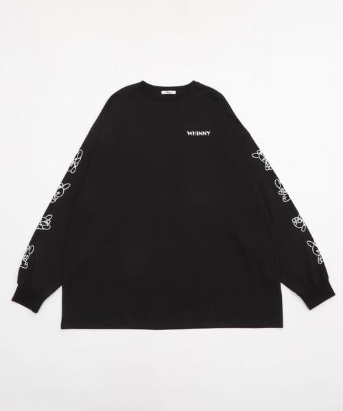Whinny（ホワイニー）の「Whinny/転がり系闇うさロンT（Tシャツ/カットソー・レディース・サックスブルー/ブラック/ホワイト・FREE）」の4枚目の写真