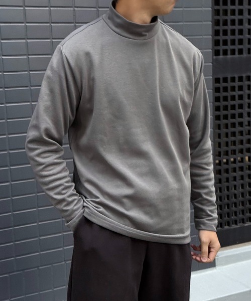 IKKA LOUNGE(イッカラウンジ)の「ポンチモックネックロンT(Tシャツ/カットソー・メンズ・ネイビー/ブラック/グレー/ホワイト・XL/L/M/S)」の1枚目の写真