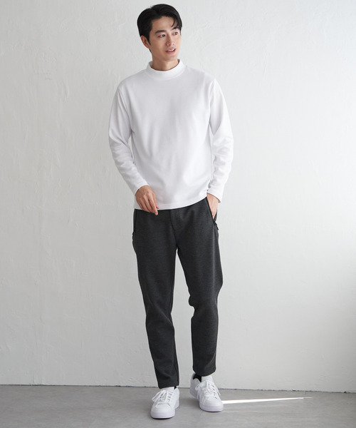 IKKA LOUNGE(イッカラウンジ)の「ポンチモックネックロンT(Tシャツ/カットソー・メンズ・ネイビー/ブラック/グレー/ホワイト・XL/L/M/S)」の5枚目の写真